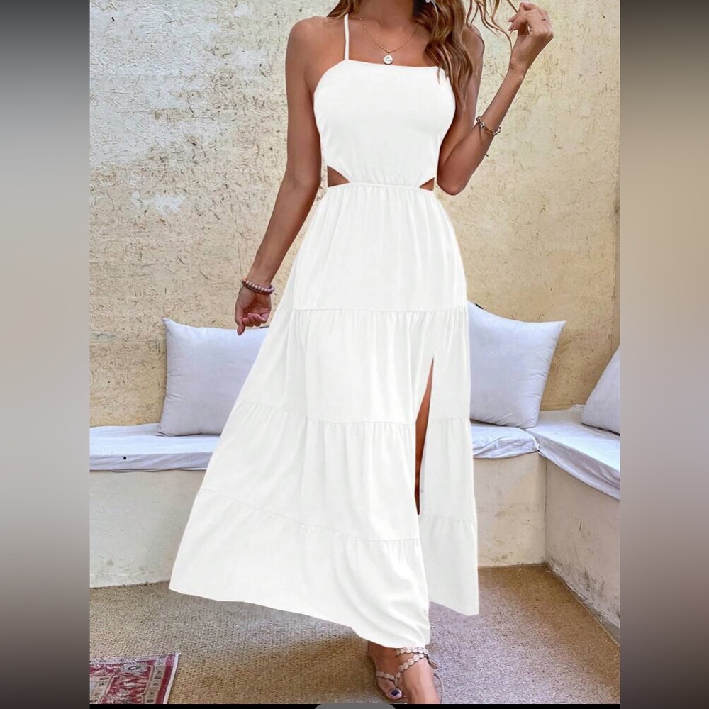 Boho crisscross tie open back cutout maxi dress - Picture 4 of 7